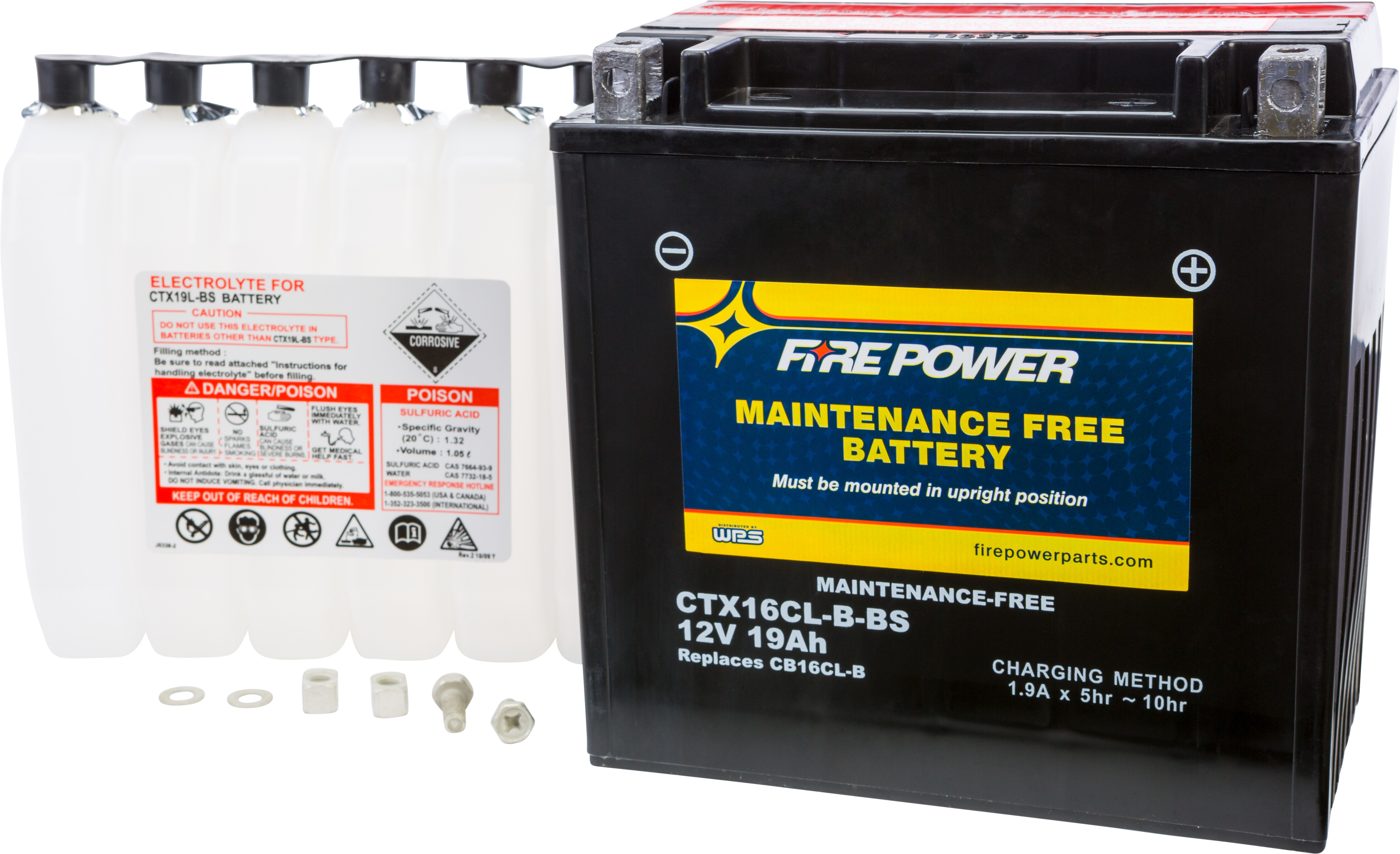 FIRE POWER BATTERY CTX16CL-B-BS MAINTENANCE FREE
