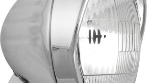 HARDDRIVE 5.75" HEADLIGHT BOTTOM MOUNT CHROME GROOVED W/ VISOR