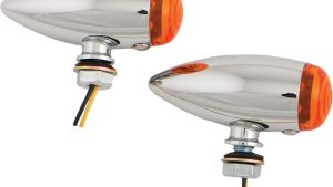 HARDDRIVE LED BULLET MARKER LIGHT CHROME W/AMBER LENS