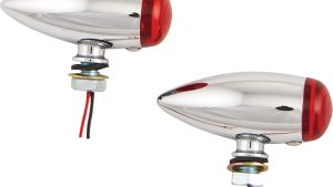 HARDDRIVE LED BULLET MARKER LIGHT CHROME W/RED LENS