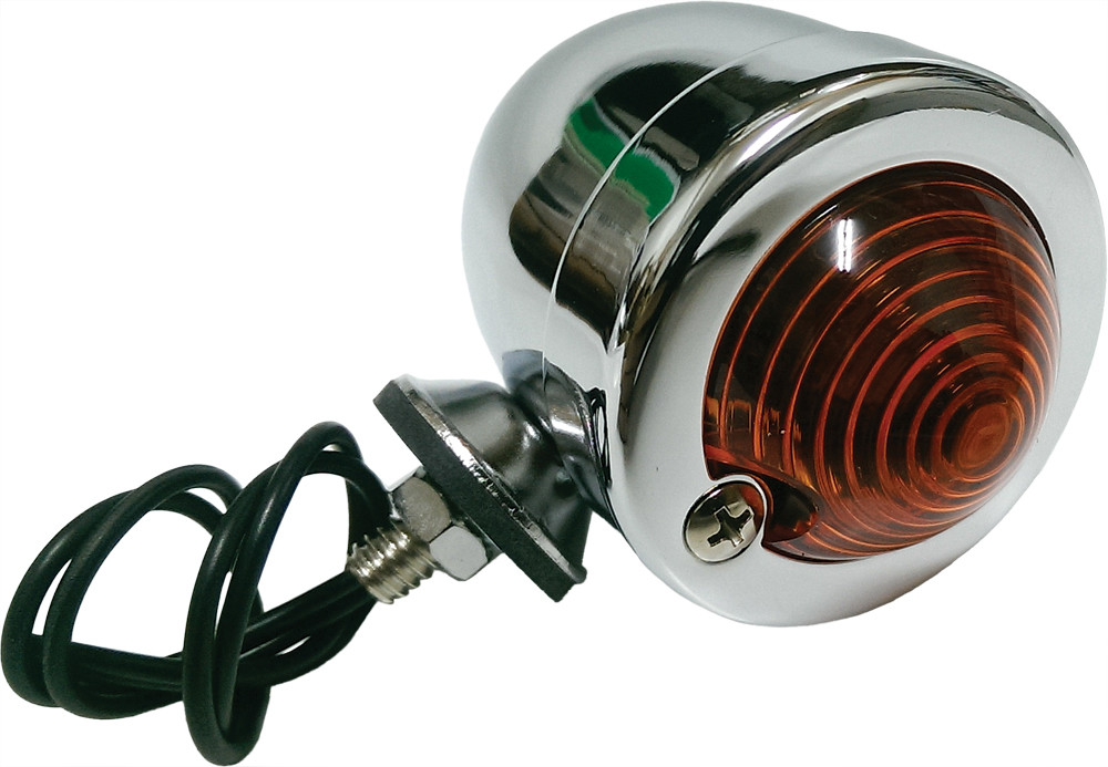 HARDDRIVE BULLET MARKER LIGHT CHROME AMBER LENS SINGLE FILAMENT