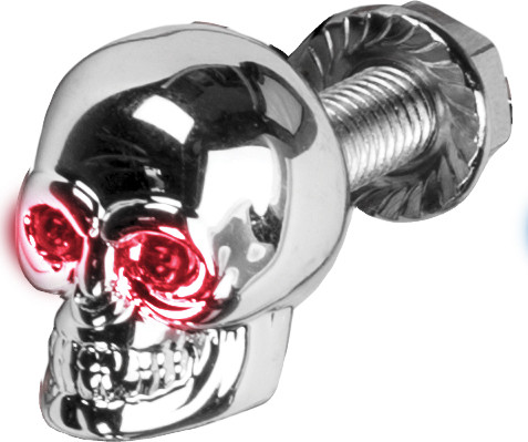 HARDDRIVE LIGHTED SKULL LIC PLATE SCREW RED