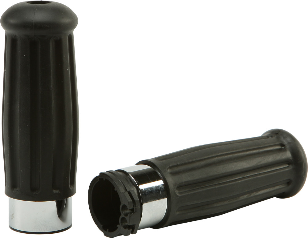 HARDDRIVE GRIPS VINTAGE CHROME RING 73-95 CABLE THROTTLE