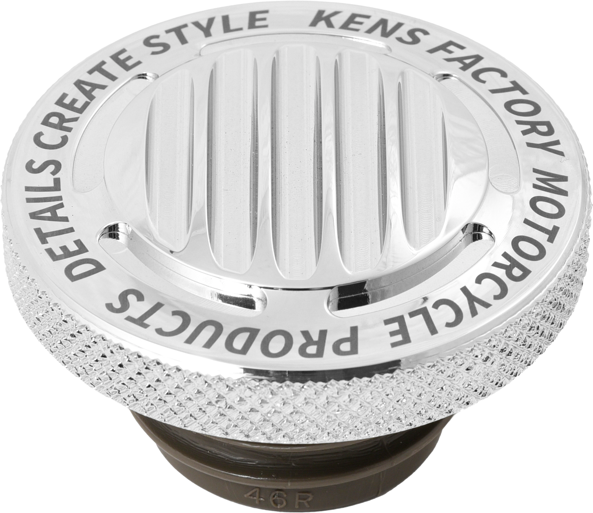 KENS FACTORY NL GAS CAP FINNED CHROME RACHET SCREW RH