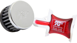 K&N CRANKCASE VENT AIR FILTER DIRECT MOUNT CHROME TOP