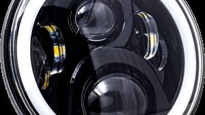 LETRIC LIGHTING CO 7" LED HEADLIGHT FULL HALO BLK W/ MNT ADAPTER