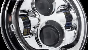 LETRIC LIGHTING CO 7" LED HEADLIGHT CHROME HALO INDIAN