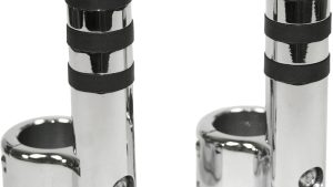 LINDBY CLAMP-ON PEGS CHR W/ WIDE O RING FOR 1 1/2" BAR