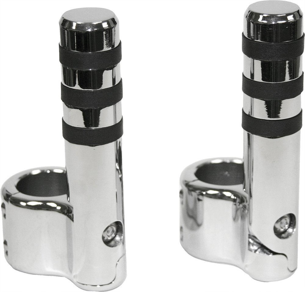 LINDBY CLAMP-ON PEGS CHR W/ WIDE O RING FOR 1 1/2" BAR