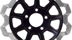 LYNDALL BRAKES 9 SPOKE ROTOR FRONT BLK/SIL BOW TIE 11.8"