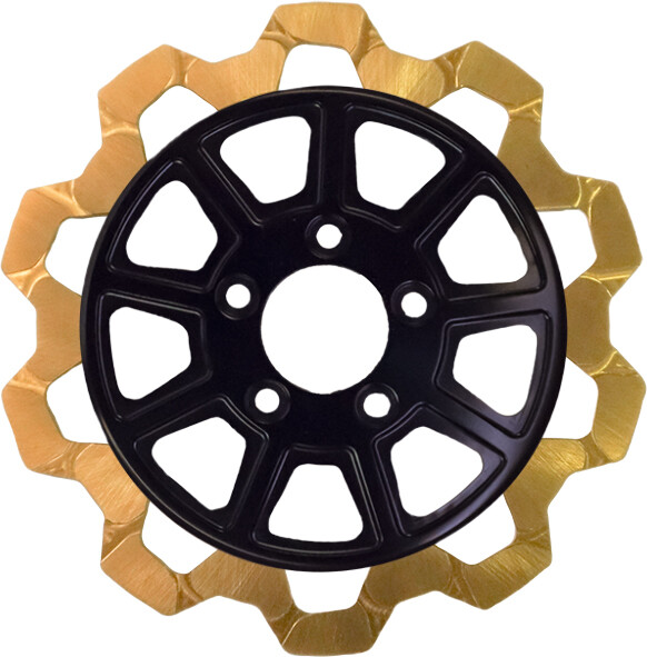 LYNDALL BRAKES 9 SPOKE ROTOR FRONT BLK/GOLD BOW TIE 11.5"