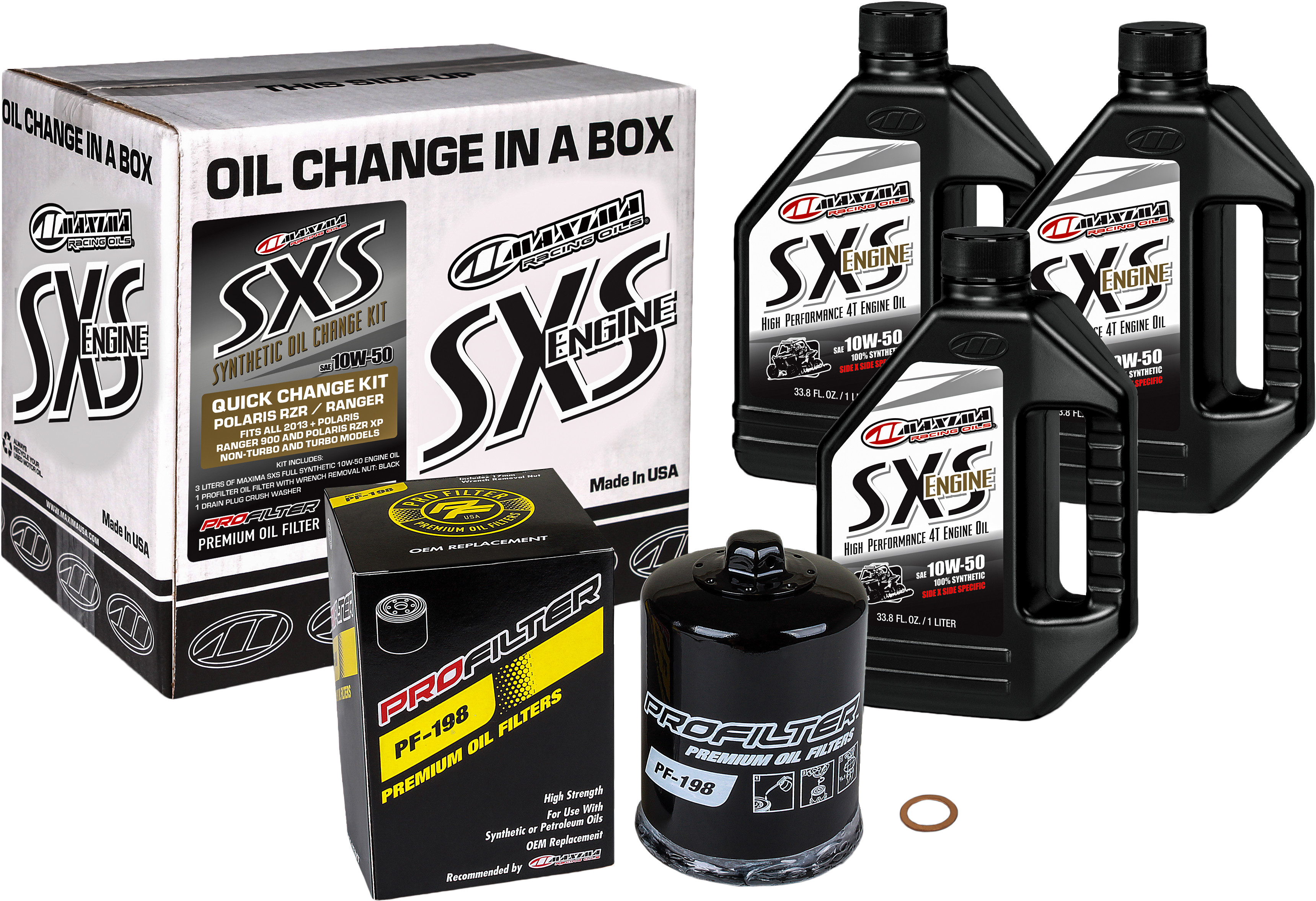MAXIMA SXS QUICK CHANGE KIT 10W50 WITH BLACK OIL FILTER