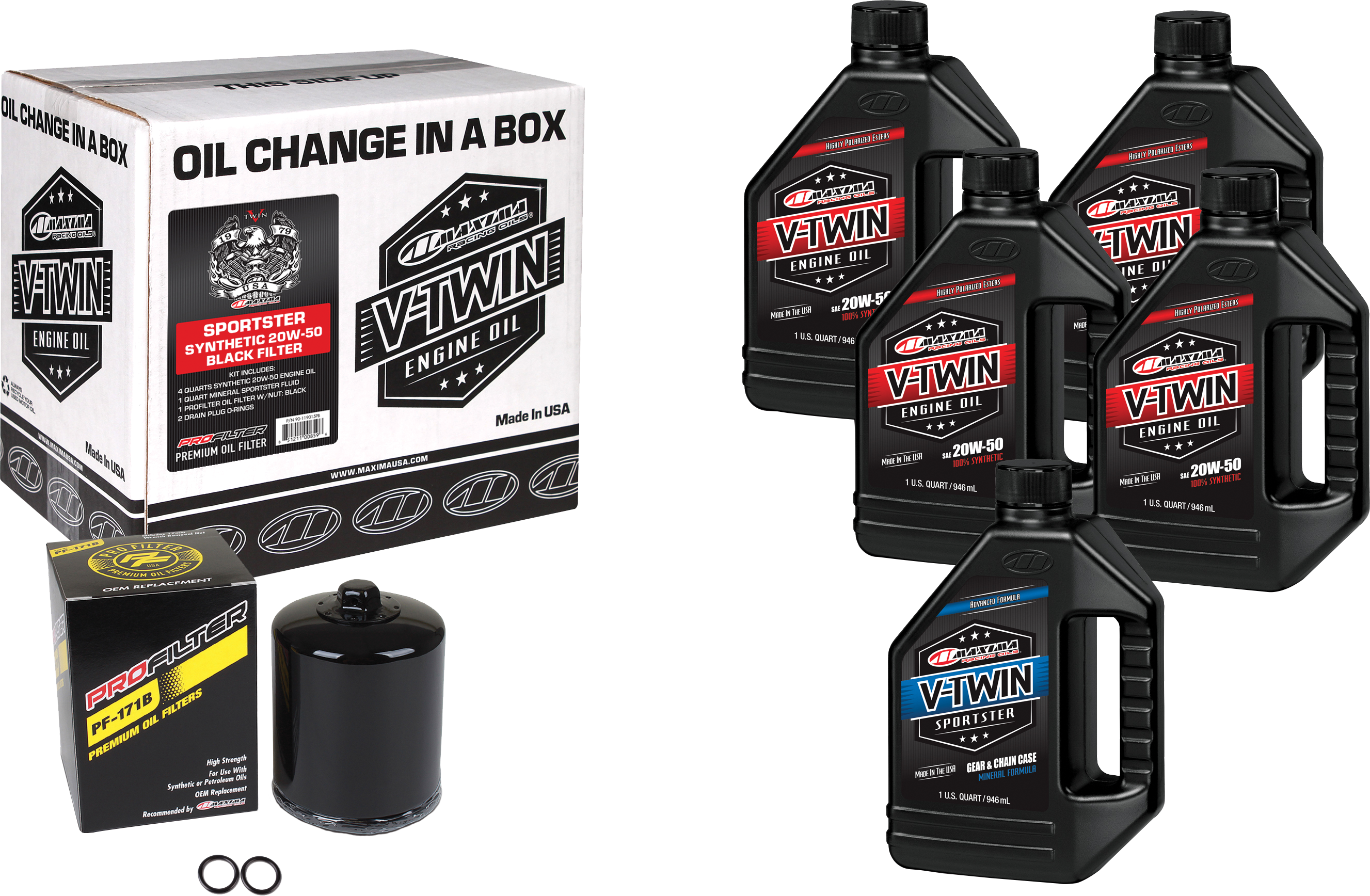 MAXIMA V-TWIN SYN OIL CHANGE KIT XL BLACK FILER