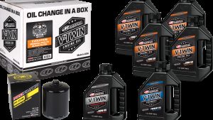 MAXIMA V-TWIN OIL CHANGE KIT MINERAL EVO BLACK FILER