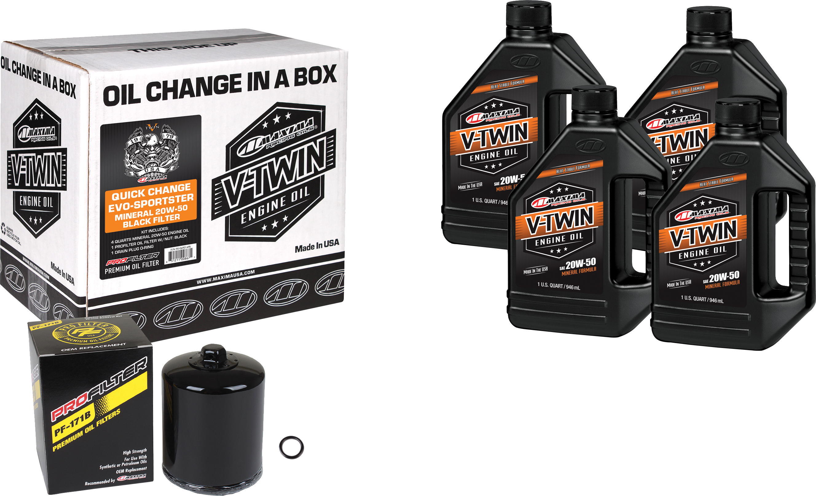 MAXIMA V-TWIN QUICK CHANGE KIT EVO MINERAL BLACK FILER