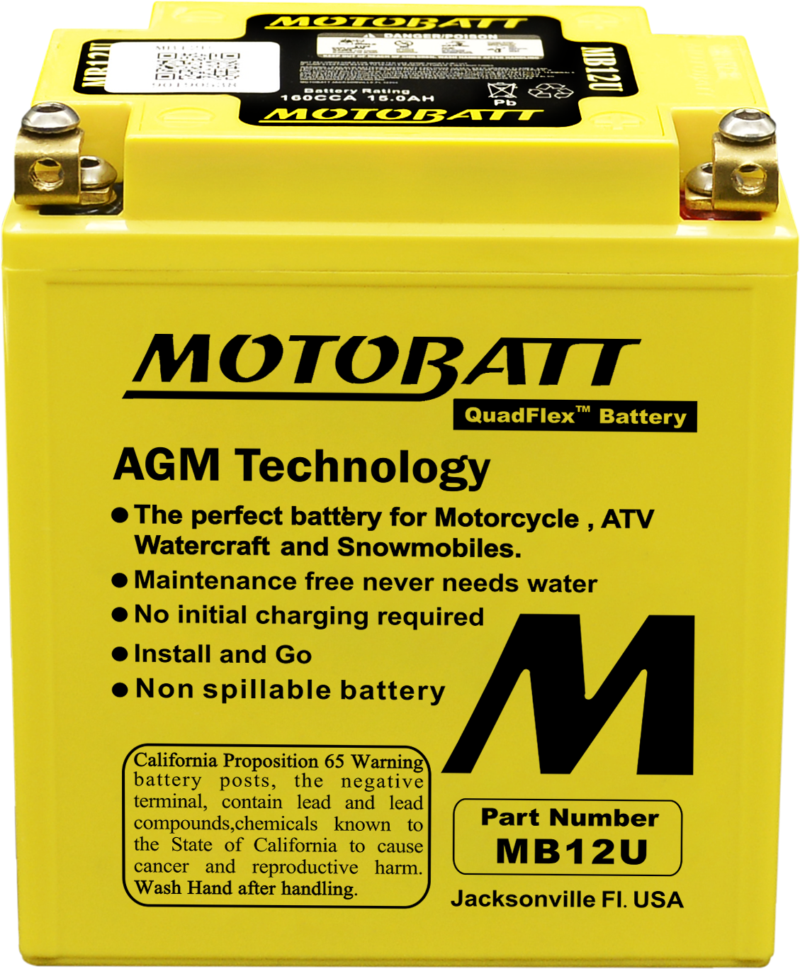 MOTOBATT BATTERY MB12U SEALED FACTORY ACTIVATED