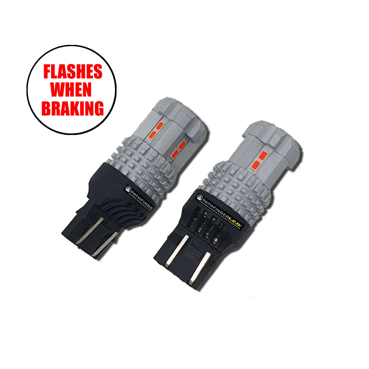 PATHFINDER ULTRA FLASH RED LED BULB PR 7443 FLASHES 4X WHEN BRAKING