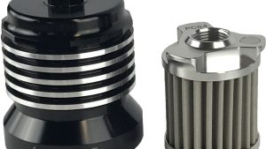 PCRACING FLO REUSUABLE OIL FILTER BLACK/POLISHED FINS