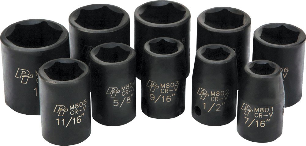 PERFORMANCE TOOL 10 PC 1/2" SAE IMP SKT SET SHALLOW