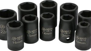 PERFORMANCE TOOL 10 PC 1/2" MET IMP SKT SET SHALLOW