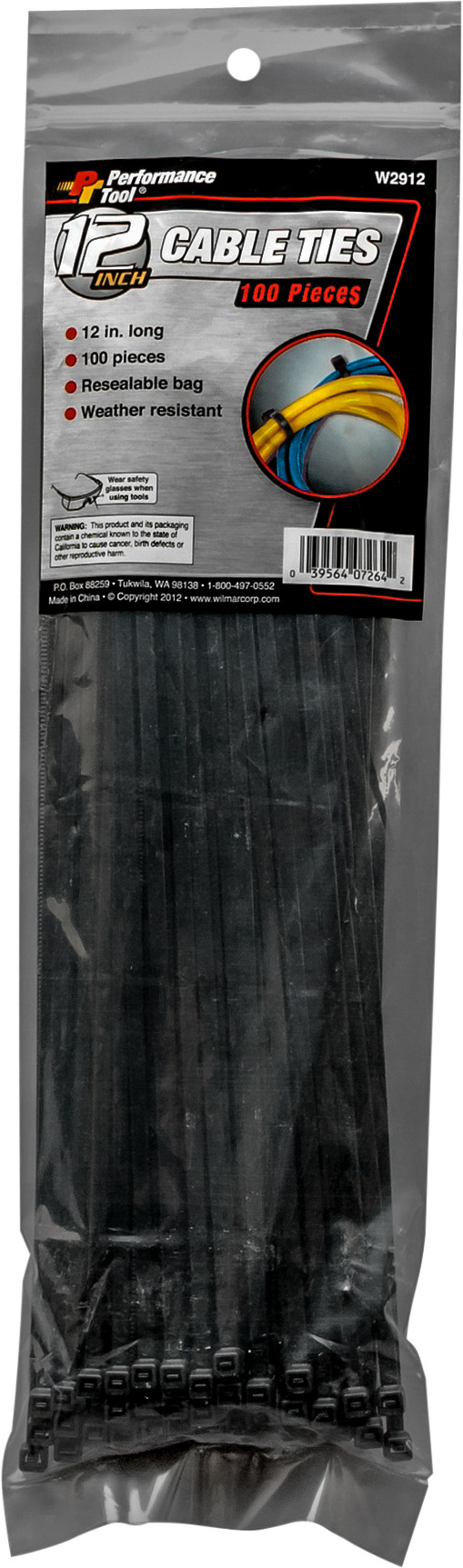PERFORMANCE TOOL CABLE TIE 12" 100/PACK