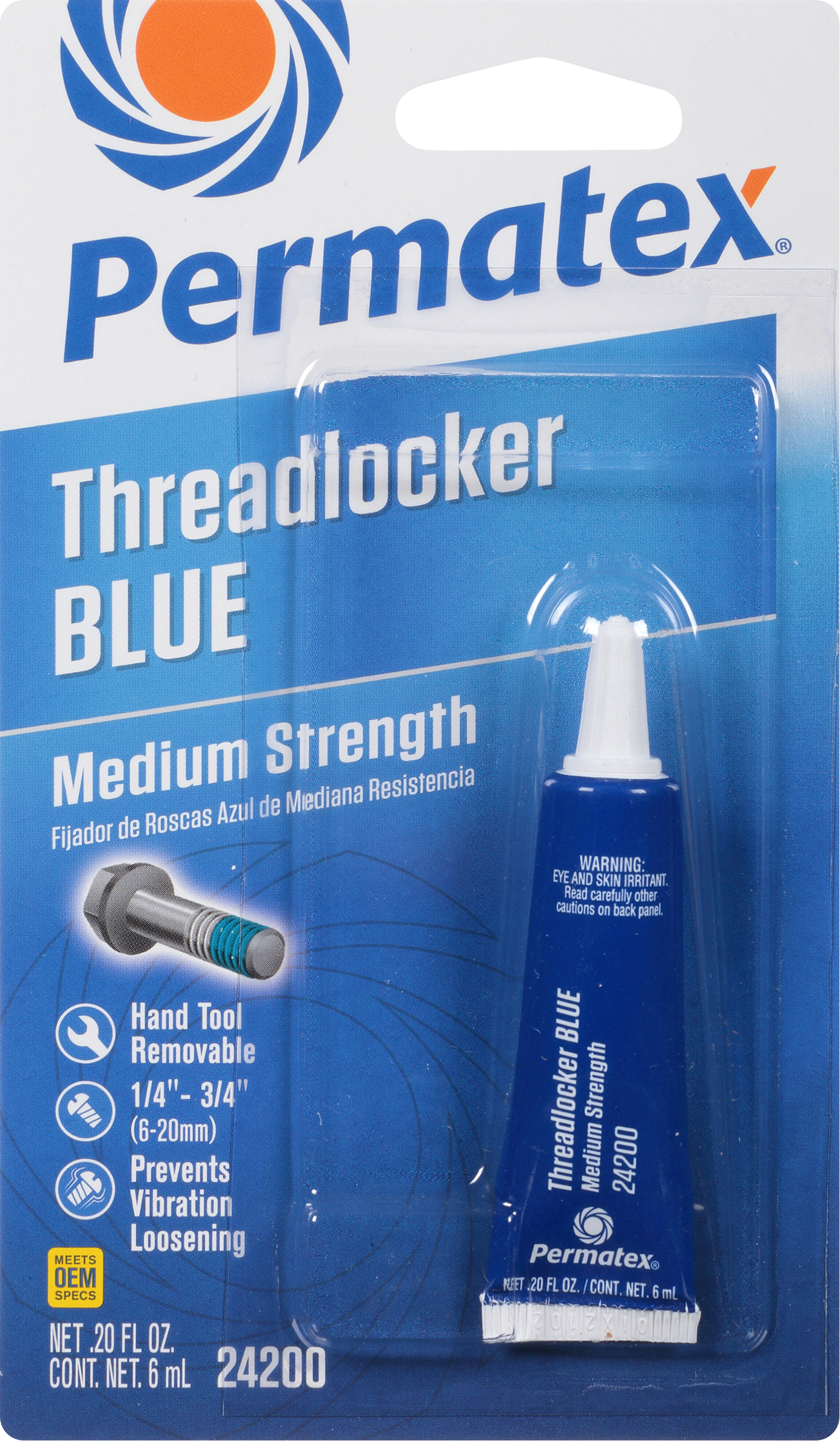 PERMATEX MEDIUM STRENGTH THREADLOCKER BLUE 6 ML