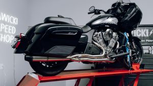 SAWICKI INDIAN CHALLENGER FULL LENGTH BRUSHED SS W/ BLK END CAP