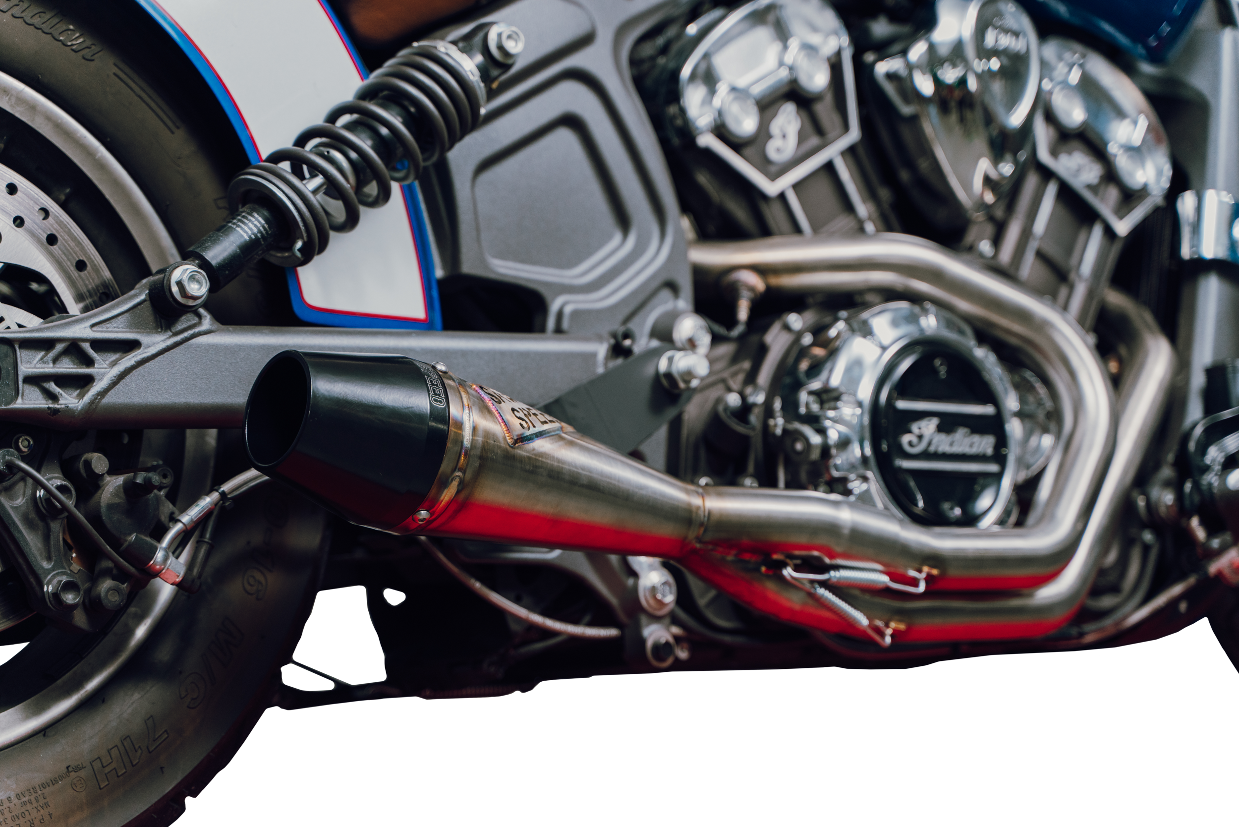 SAWICKI INDIAN SCOUT SHORTY BRUSHED SS W/ BLK END CAP