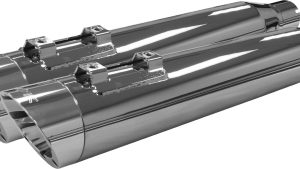 TBR COMP-S SLIP-ON M8 FLH/FLT CHROME W/POLISHED SLASH ENDCAP