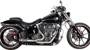 TBR COMP-S 2-1 TC SOFTAIL 00-17 STAINLESS W/BLACK ENDCAP
